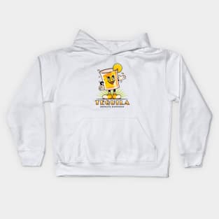 Tequila, a cute tequila glass cartoon mascot Kids Hoodie